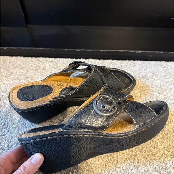 BOC Brown Leather Wedge Sandals - Picture 4 of 5